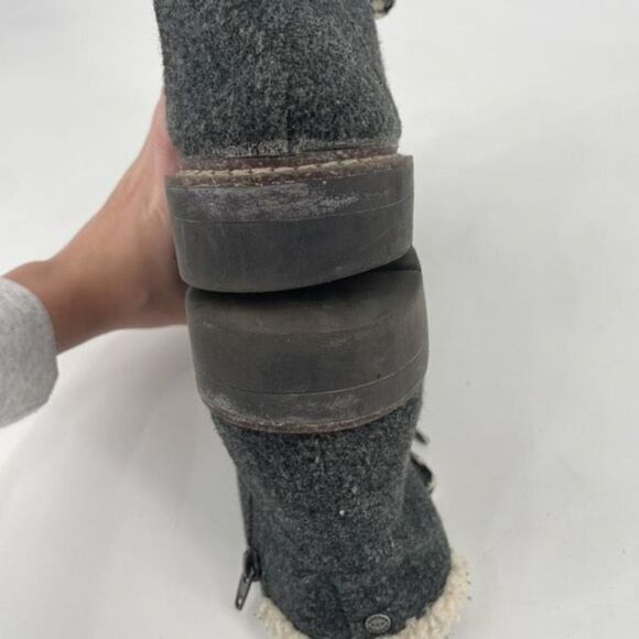 Steve Madden Flannel Fleece Lined Check Lace Up Zip Ankle Boots Size 10 Gray - Picture 6 of 10